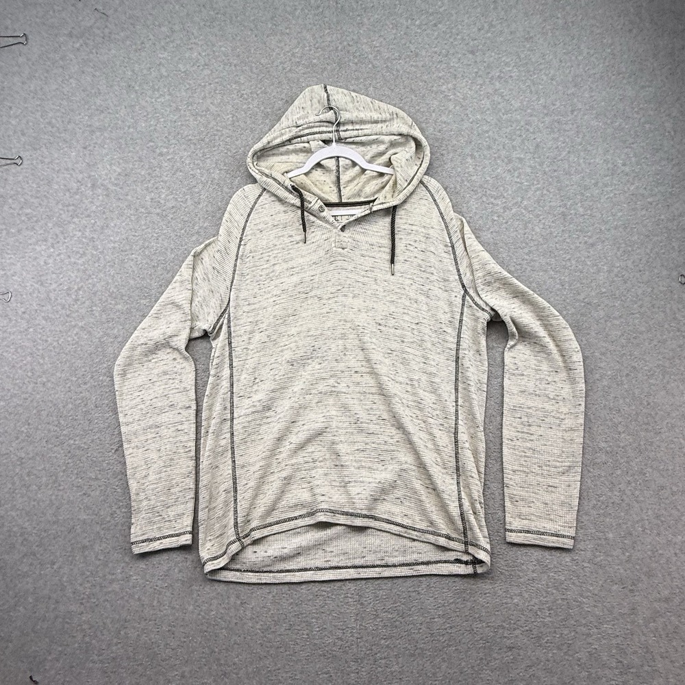 BKE Mens Grey Marled Henley Hoodie Long Sleeve Size Large Light Relaxed Fit L